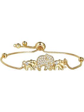 Elegant 14k Gold Elephant Charm Bracelet for Women - Perfect Gift & Trendy